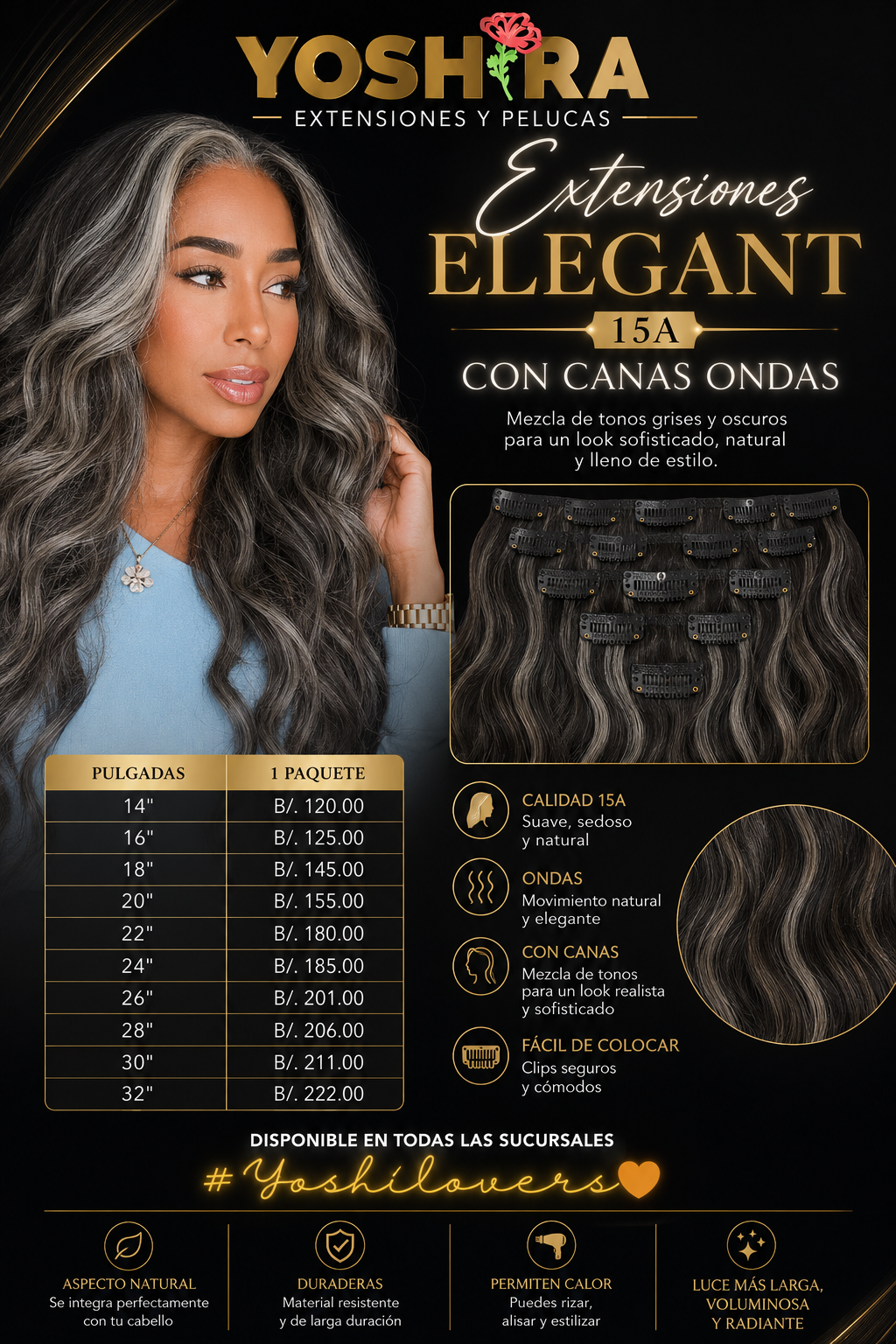 Extensiones Elegant 15A con Canas Ondas