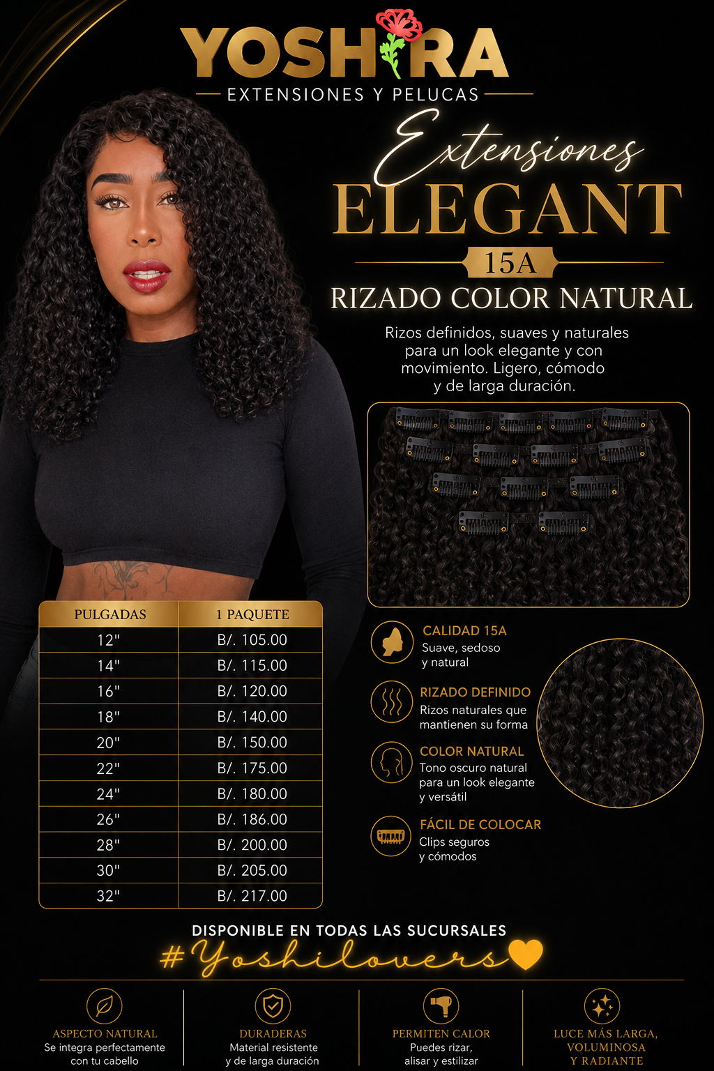 Extensiones Elegant 15A Rizado Color Natural