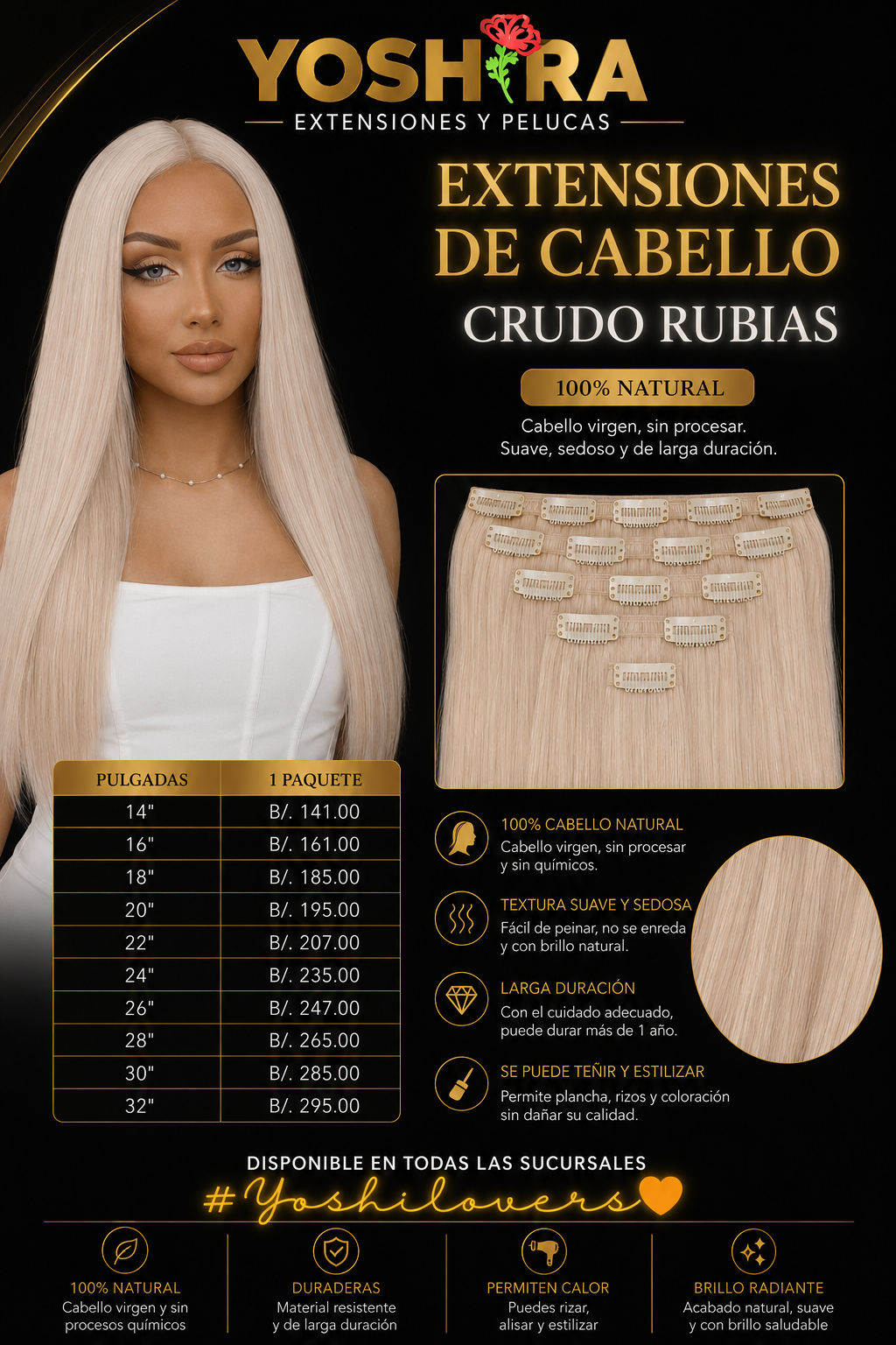 Extensiones Cabello Crudo Rubias